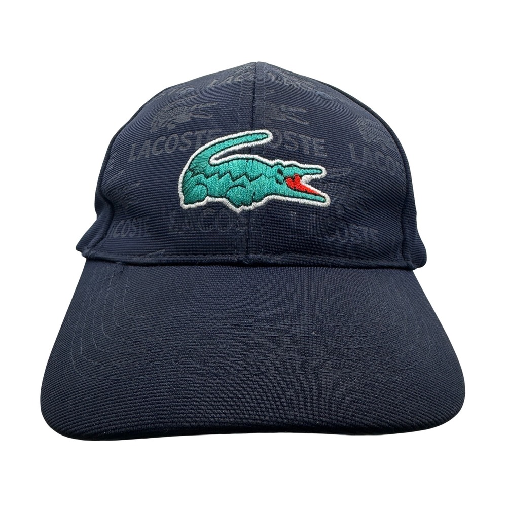 Lacoste Big Crocodile Logo Cap Navy Blue All Over Logo Print Baseball Cap